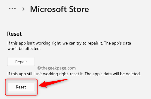 Minimal Microsoft Store reset