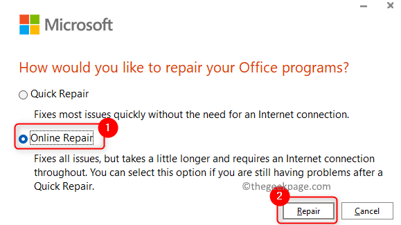 Ms Office Min Online Repair