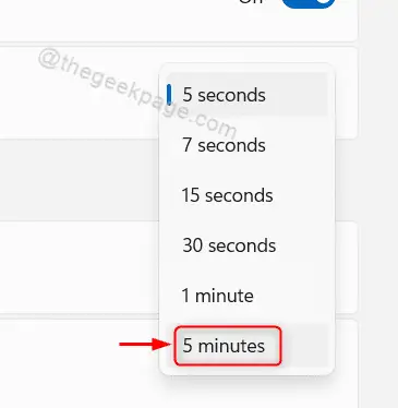 Select 5 minutes Dismiss Win11 notifications
