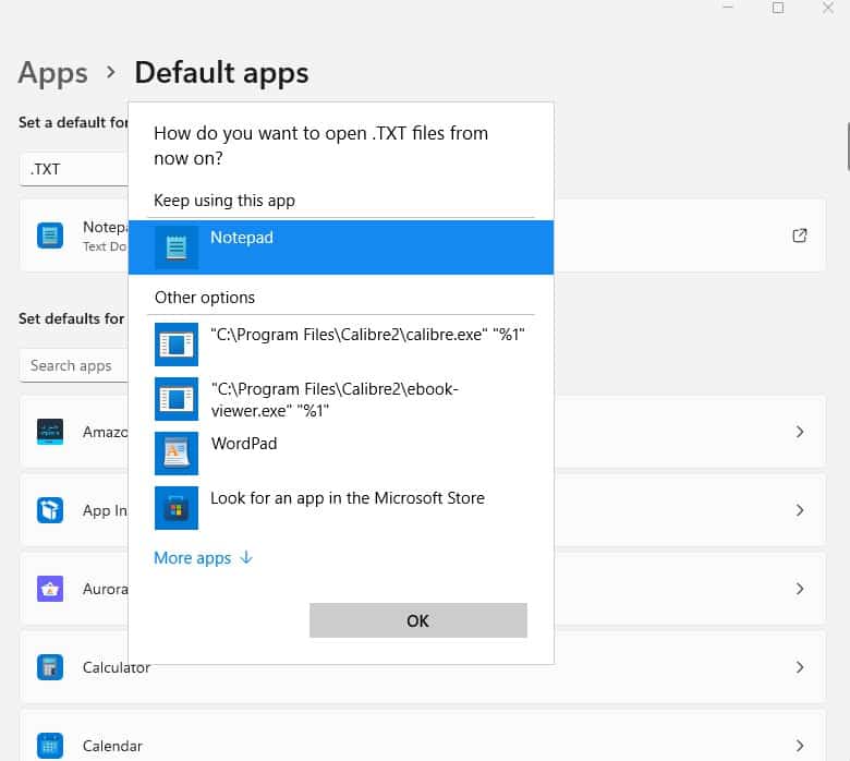 How to set a default schedule for a file type or link type in Windows 11