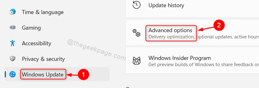 Windows Update Win11 Advanced Options