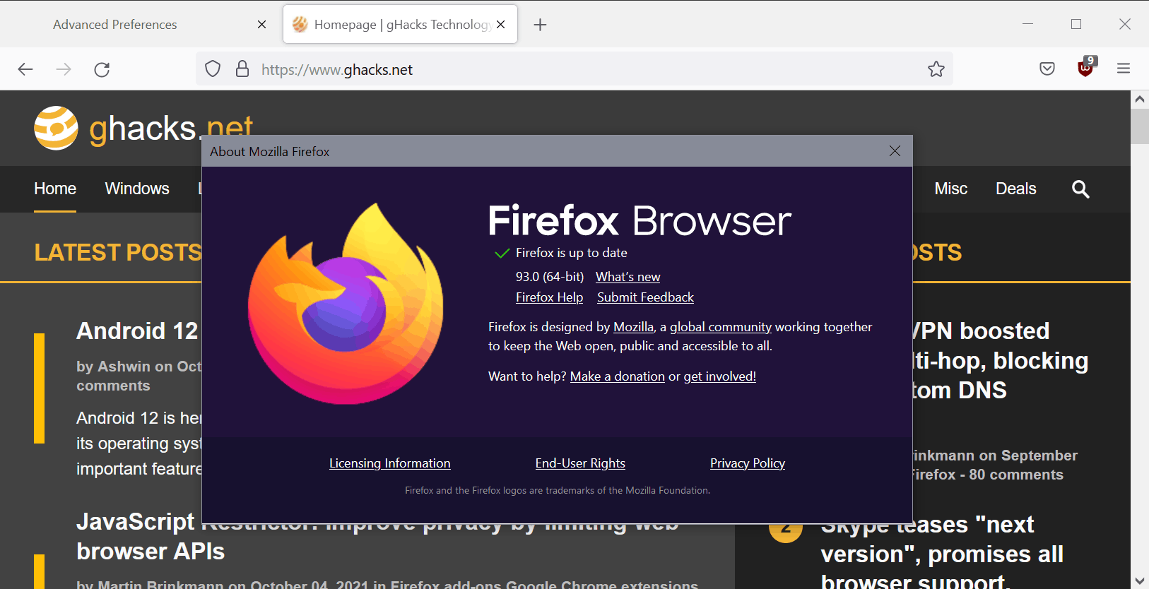navegador mozilla firefox 93.0