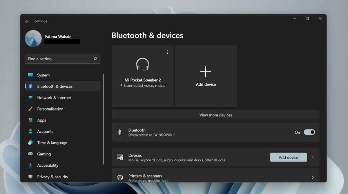 Dispositivo Bluetooth en Windows 11