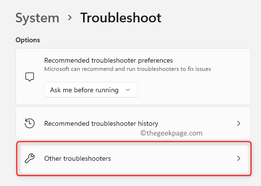 Troubleshoot the system Other troubleshooters Min.