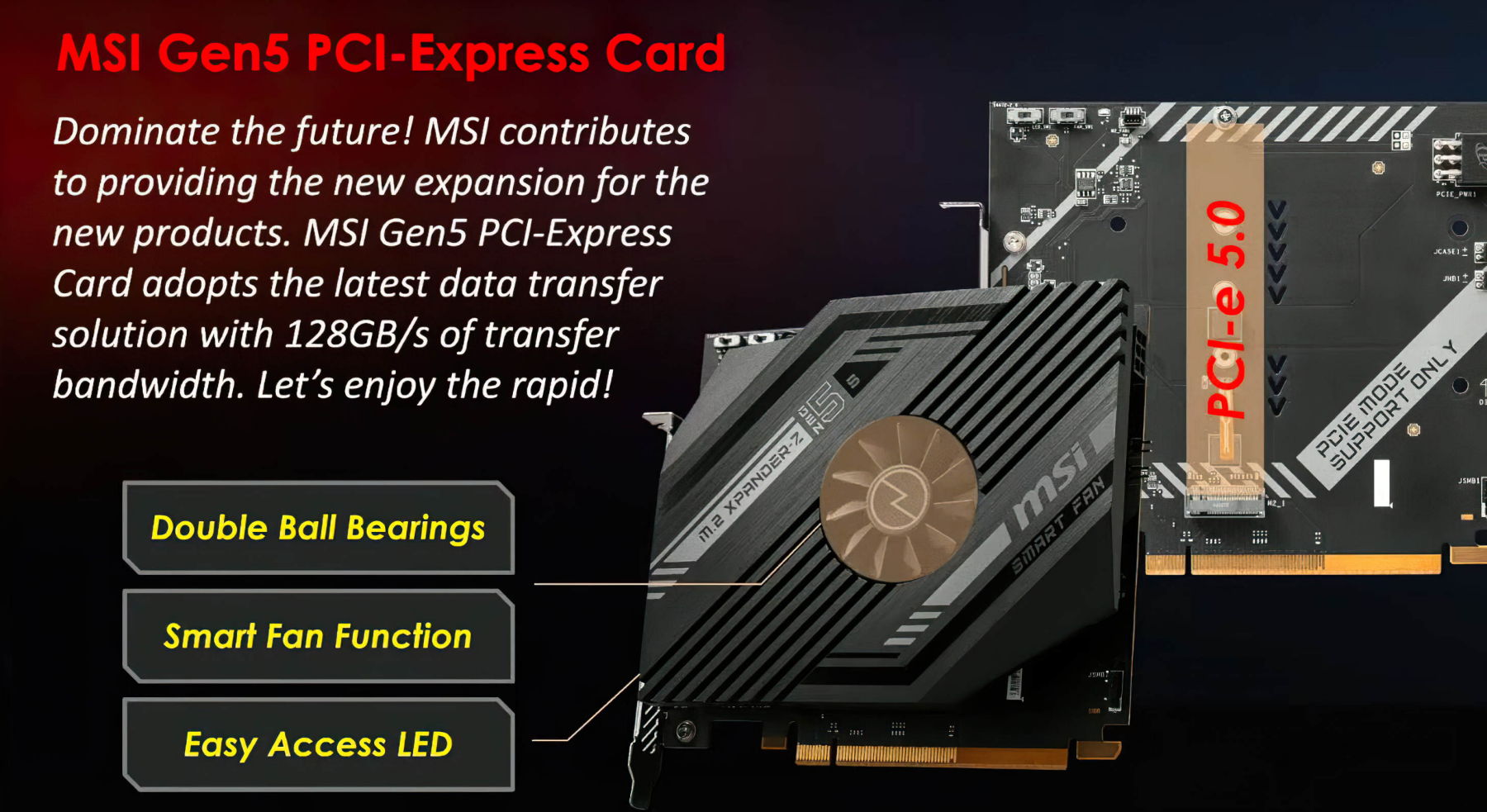 MSI shows us the PCIe Gen5 M.2 Expander-Z card of up to 128 GB / s
