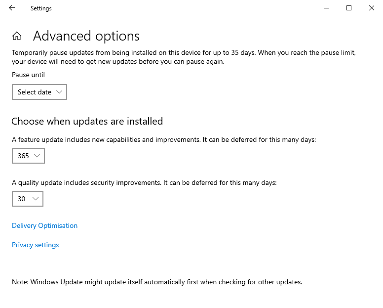 Continue Windows Update