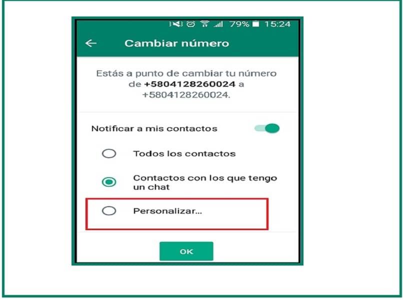 showing how to select the contacts to personalize the number