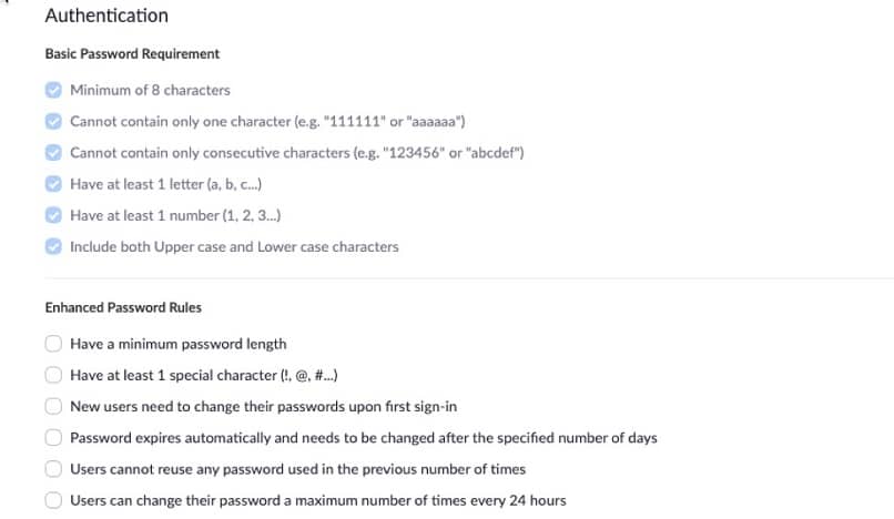 zoom requirements to change password