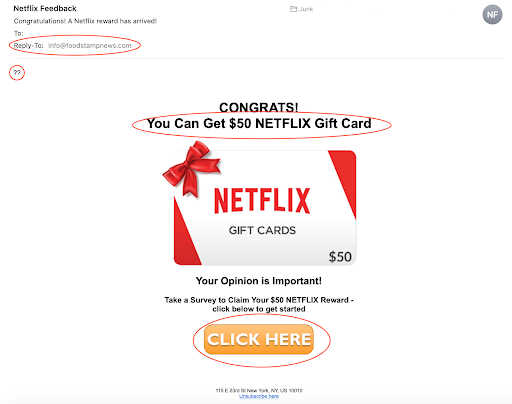 Gmail phishing email example in which account 