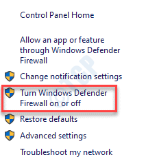Windows Defender Firewall Enable or disable Windows Defender Firewall