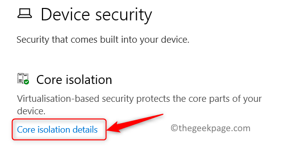 Core isolation details Device security Min.