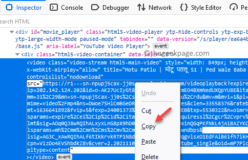 Expand Div Class = html5 video container code Double click the URL next to Src Copy Min (2)