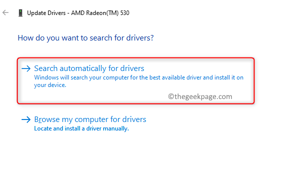Update driver search automatically Minimal