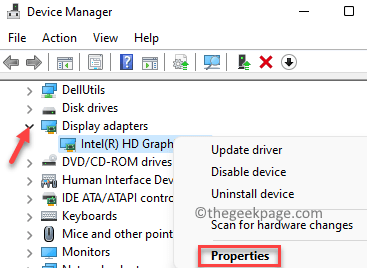 Device Manager Display Adapters Graphics Driver Right Click Properties Min.