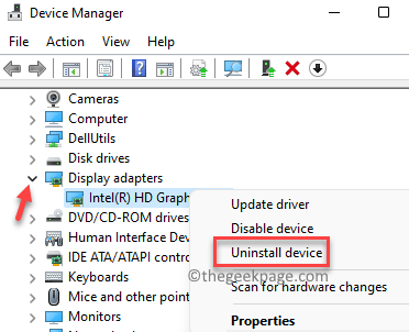 Device Manager Display Adapters Graphics Driver Right-click Uninstall Device Min.