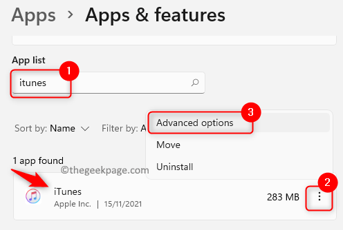 Applications Features Itunes Advanced options Min.