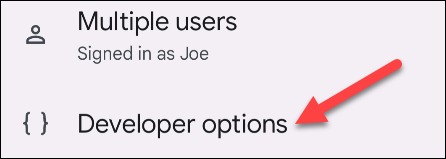Select Developer Options