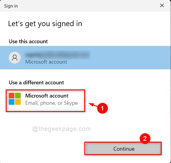 Sign in with a different Microsoft account 11zon