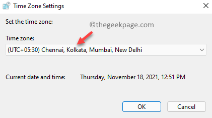 Time zone setting Time zone Select from drop-down menu Ok