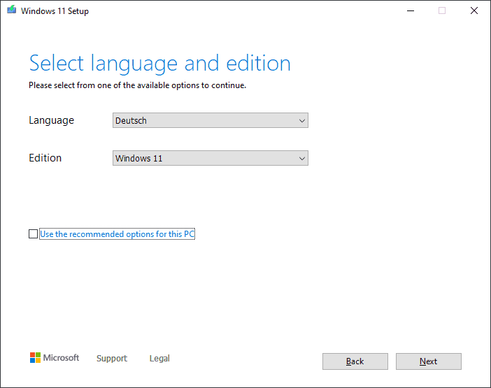 Windows 11 select language editing