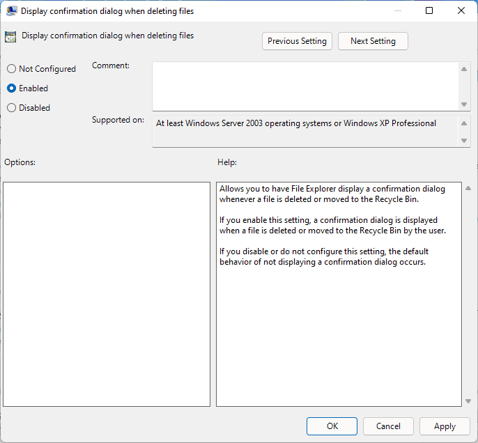 show confirmation dialog when deleting files