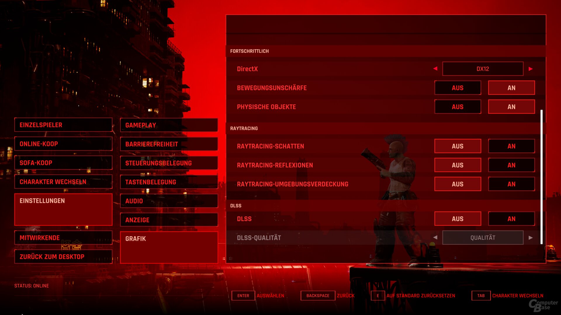 The Ascent's graphics menu