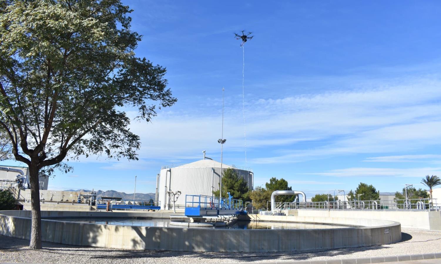 A drone with an electronic nose checked the smell from the sewage treatment plant