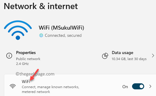Wifi Min Network and Internet Settings.