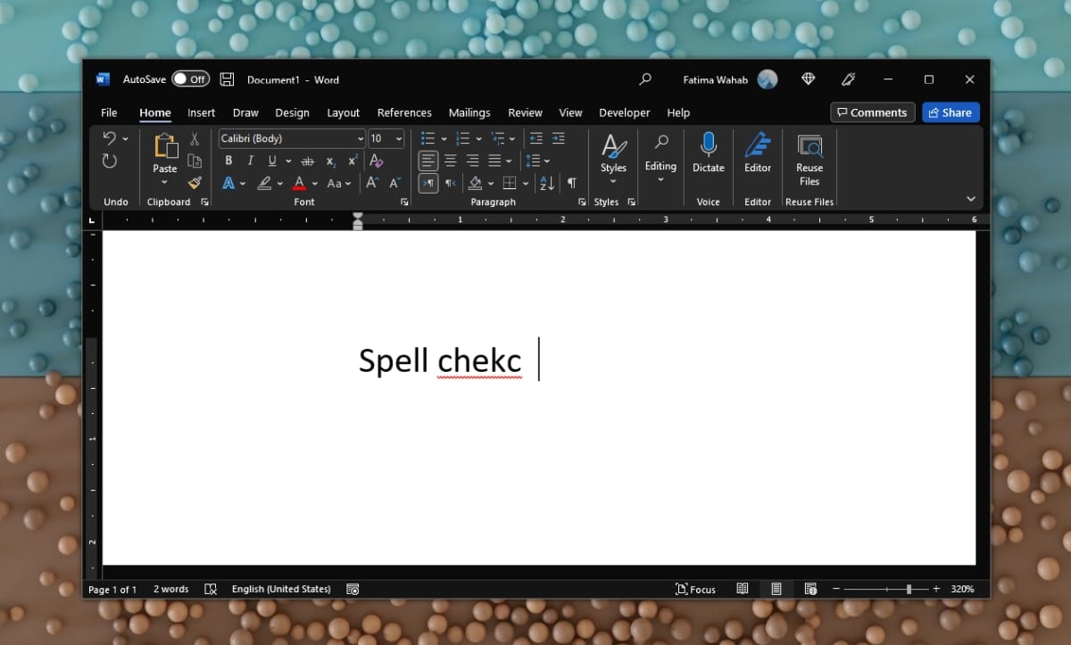 revisión ortográfica en Microsoft Word