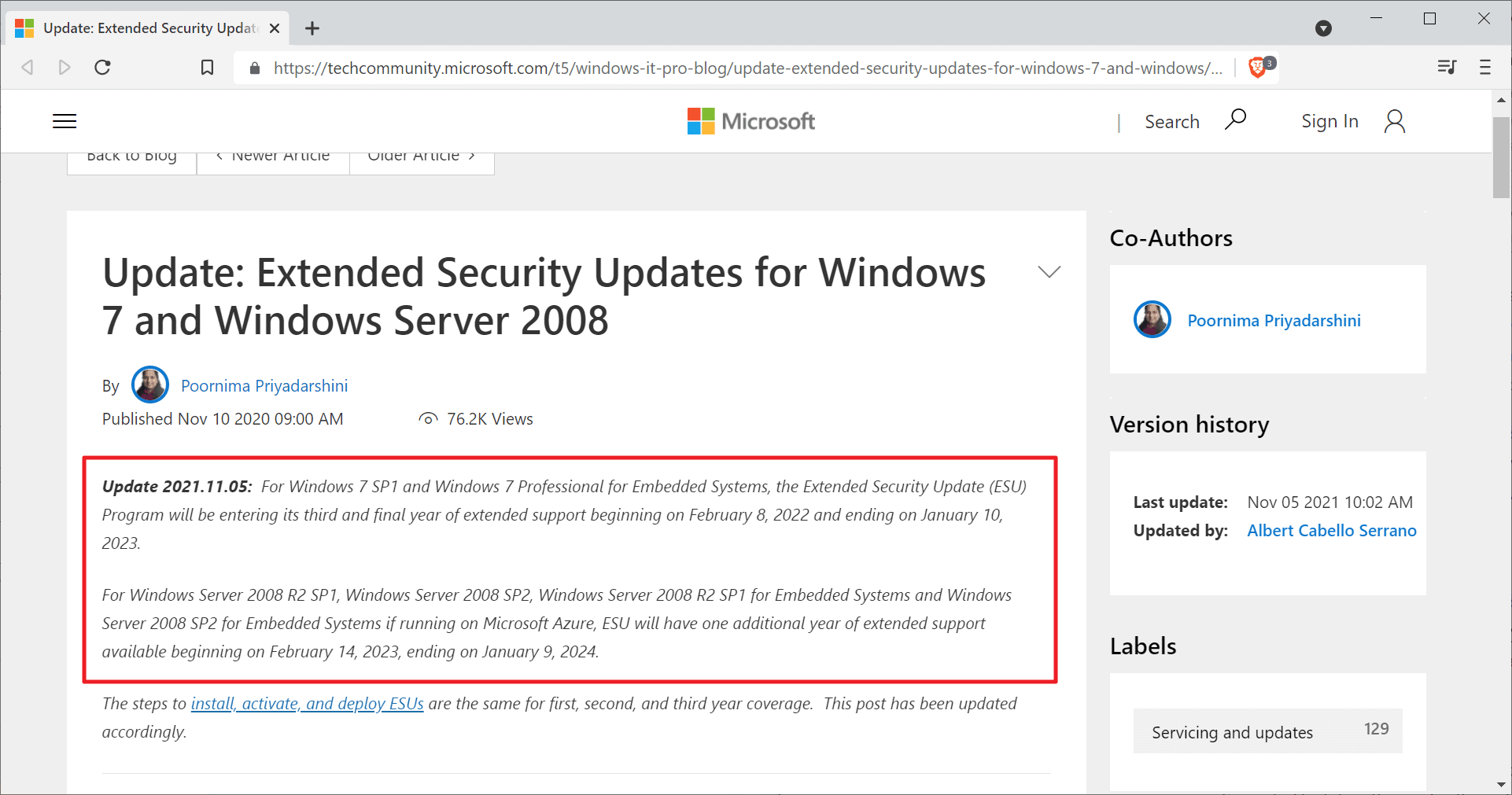 Windows 7 end admite actualizaciones de seguridad extendidas