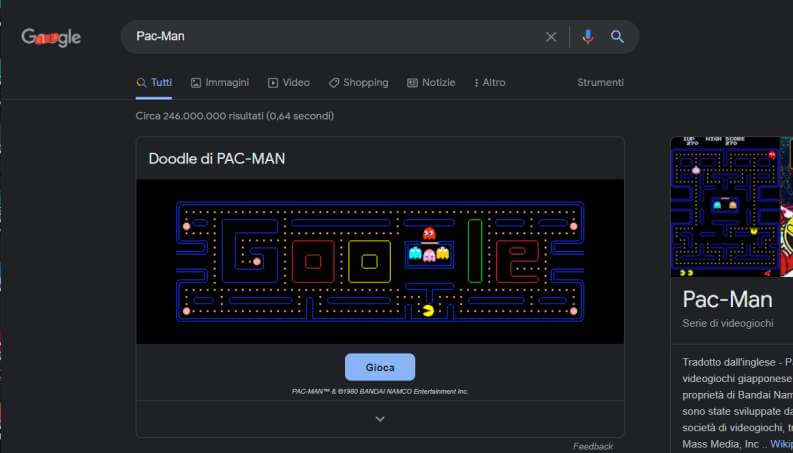I play Pac Man on Google