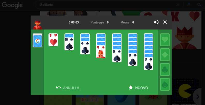 Solitaire game on Google
