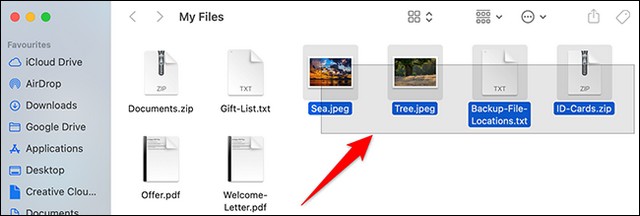 Select multiple files with the mouse