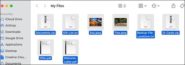 Select multiple files on Mac