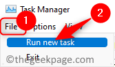 Task manager File Run new task Min.