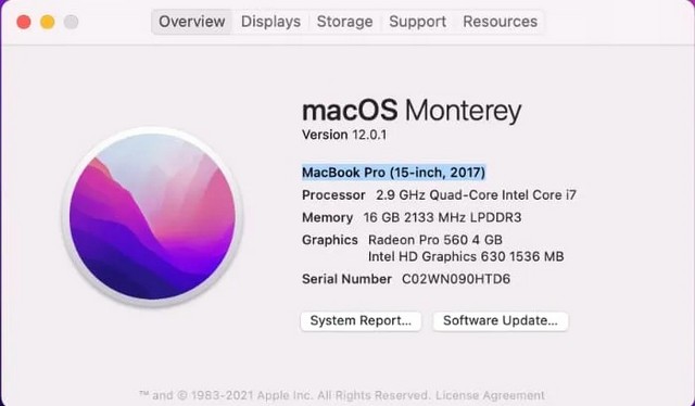 Find the full model name of your Mac