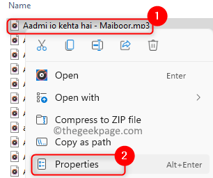 Seleccionar todas las propiedades de los archivos Mín.