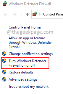 Enable or disable Windows Defender firewall