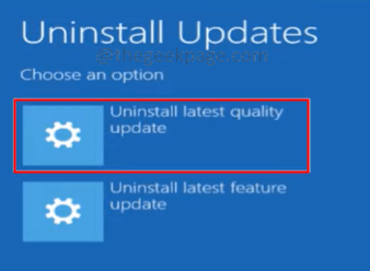 Uninstall the latest feature