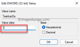 Edit Dword (32-bit) Value Value Data 1 Ok
