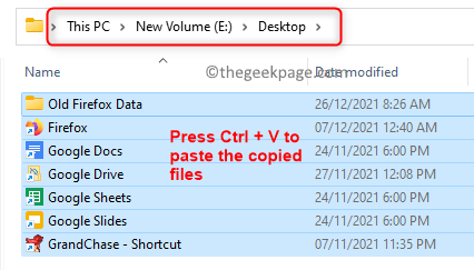 2 E Drive Paste files into desktop folder Minimal