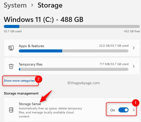 System storage direction Activate Show other categories Min.