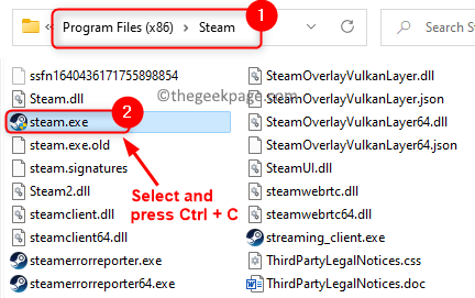 Steam executable file in the Steam installation folder Minimal