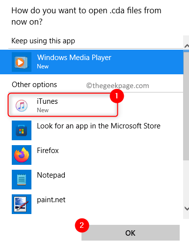 Select the default app Min