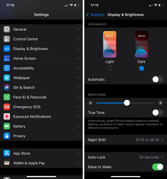 Disable automatic brightness on iPhone