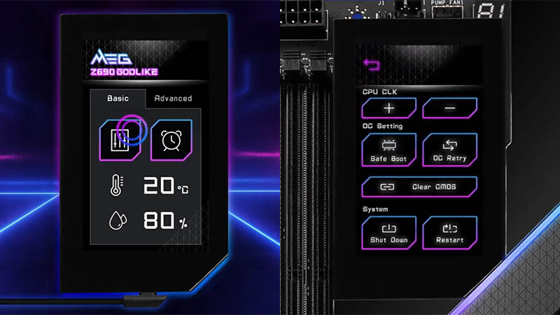 MSI shows the 3.5 "touchscreen of the Z690 GODLIKE in detail