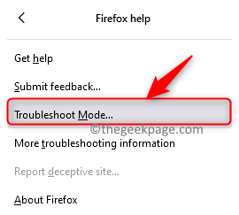 Firefox Hel troubleshooting minimum mode