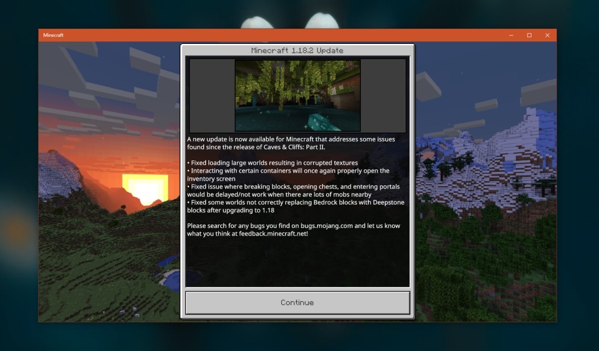 What is the latest update for Minecraft?