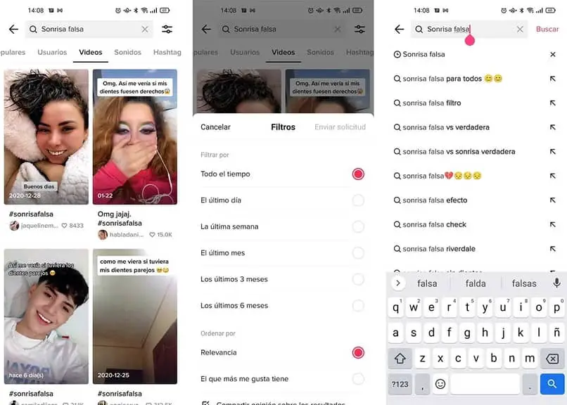 place cringe in the tiktok search engine