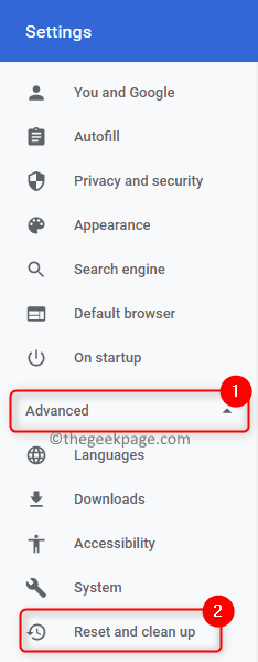 Chrome Settings Advanced Reset Minimal Cleanup